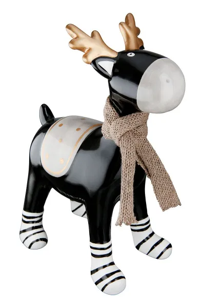 Gilde Keramik Hirsch Alma mit Strickschal weiß, h 22 cm