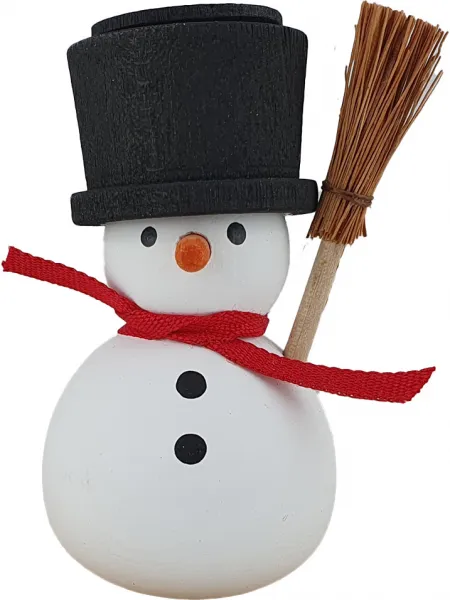 Sebastian design Schneemann mit Besen weiß, schwarz, H 7,5 cm, Steckfigur für Holzkränze