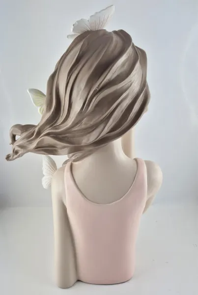 Rückenansicht Gilde Figur, Frau, Lady Butterfly, Schmetterlingsmotiv, h 31 cm, pink, weiß
