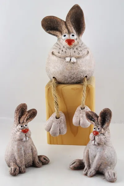 Lustige Keramik Langohr Osterhasen, braun