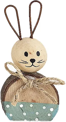 Holz Hase mit Metalldraht Ohren, Juteschleife, hellblau mit Punkten, Steckfigur Holzkranz Holz Hase mit Metalldraht Ohren, Juteschleife, hellblau mit Punkten, Steckfigur Holzkranz