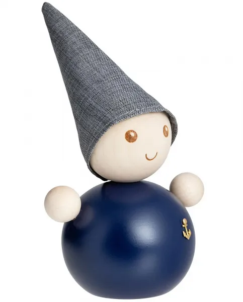 Aarikka Wasser Elf Seemann dunkelblau mit kleinem, goldfarbenen Anker, h 18 cm, Finnland