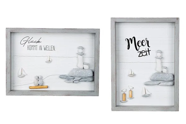 Gilde Steinbild, rechteckig, Spruch Meerzeit / Glück, MDF, grau, 33 cm x 24 cm Gilde Steinbild, rechteckig, Spruch Meerzeit / Glück, MDF, grau, 33 cm x 24 cm
