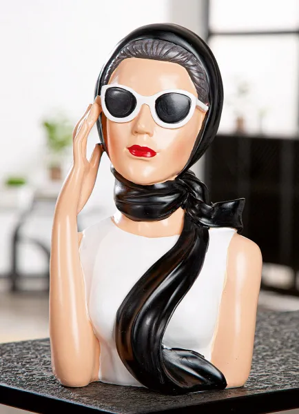 Gilde Dekokopf Lady Audrey mit Sonnenbrille, schwarz, weiß