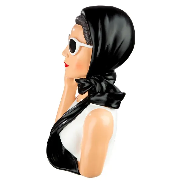 Seitenansicht Gilde Dekokopf Lady Audrey mit Sonnenbrille, schwarz, weiß