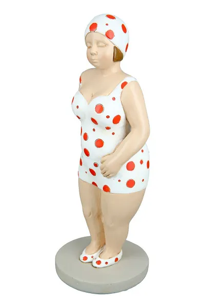 Gilde große Figur, Badenixe Becky, weiß/rot gepunktet, h 20,5 cm