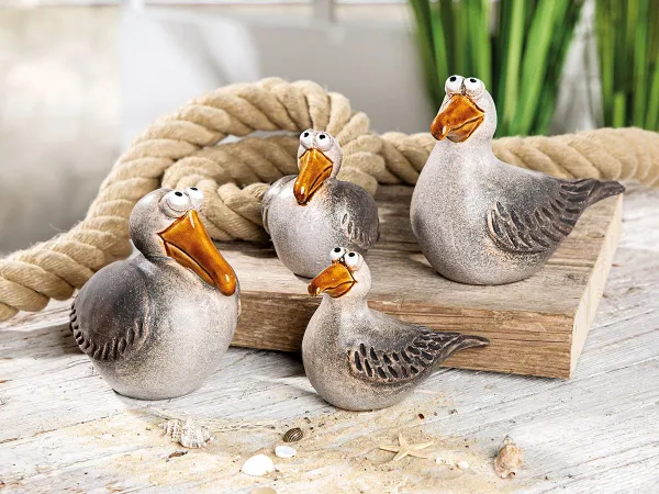 Gilde Keramik Möwenpaare, Möwe Silvia, grau, h 9,5 und 13 cm