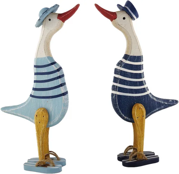 1 Holz Badeente, gestreift, h 21cm, 2 Farbvarianten hellblau/blau weiß 1 Holz Badeente, gestreift, h 21cm, 2 Farbvarianten hellblau/blau weiß
