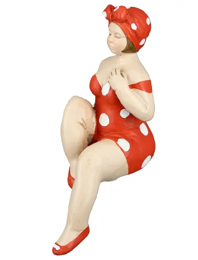 Gilde Kantensitzer Figuren, Badenixe Becky, rot weiß gepunktet, h 8 cm