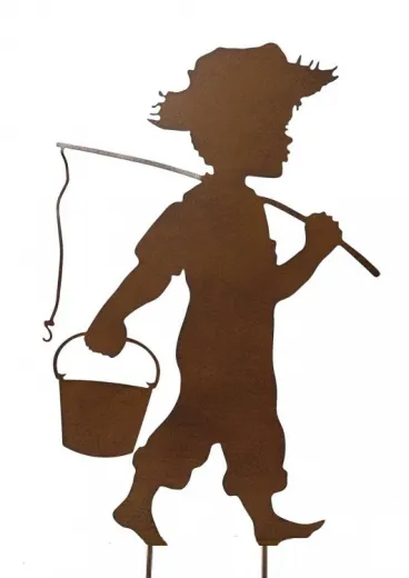 Kind mit Angel und Eimer rost zum Stecken , H 50 cm, Angler, Garten Deko Teich, Sommer Deko Kind mit Angel und Eimer rost zum Stecken , H 50 cm, Angler, Garten Deko Teich, Sommer Deko