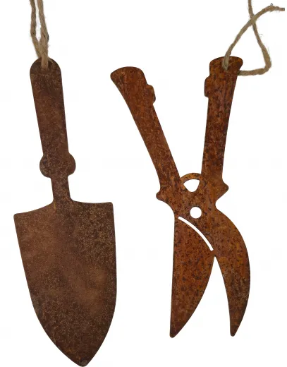 Große Hänger Gartenschere und Schaufel, Garten Deko rost, 22 cm, Rosthänger Große Hänger Gartenschere und Schaufel, Garten Deko rost, 22 cm, Rosthänger