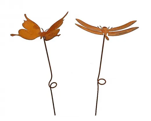 Großer Schmettering oder Libelle auf Stab, rost, Garten Deko rost, H 122/123 cm, Roststecker Großer Schmettering oder Libelle auf Stab, rost, Garten Deko rost, H 122/123 cm, Roststecker