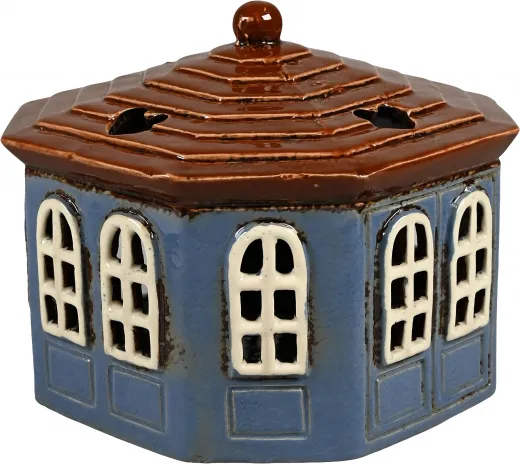 Det Gamle Apotek Keramikhaus Pavillion für Teelichter, dunkelblau, H13xD16,50cm Det Gamle Apotek Keramikhaus Pavillion für Teelichter, dunkelblau, H13xD16,50cm