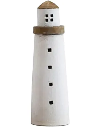 Großer dänischer Holz Leuchtturm , H 26,5 cm, weiß dunkelbraun, maritime Dekoration