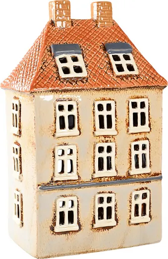 Det Gamle Apotek großes Keramikhaus für Teelichter, beige, Dachfenster, H 24cm, B 15cm, T 10cm Det Gamle Apotek großes Keramikhaus für Teelichter, beige, Dachfenster, H 24cm, B 15cm, T 10cm