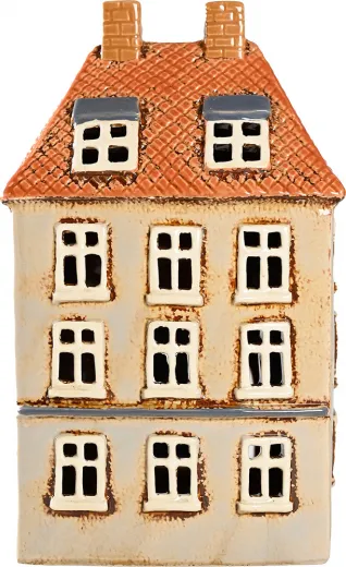 Det Gamle Apotek großes, dänisches Keramikhaus beige für Teelichter, beige, H 24 cm