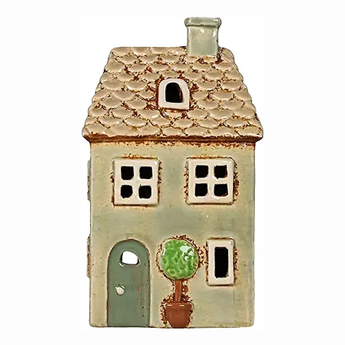 Det Gamle Apotek kleines Keramik Haus blaugrün mit Baum für Teelicht, H 13,5cm, B 12cm, T 7cm Det Gamle Apotek kleines Keramik Haus blaugrün mit Baum für Teelicht, H 13,5cm, B 12cm, T 7cm