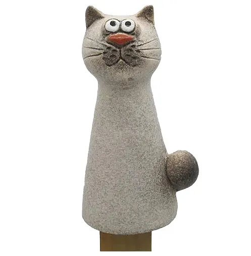 Det Gamle Apotek dänische Zaunfigur Keramik Katze weißbeige, braun, h 20,1 cm