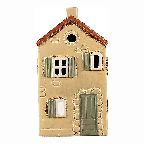 Det Gamle Apotek gelbes, dänisches Keramikhaus für Teelicht, h 21 cm