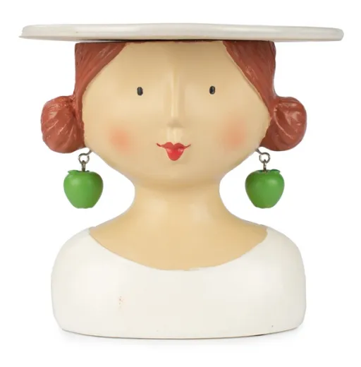 Baden collection Kuchenplatte Ladykopf grüne Apfelohrringe, H 19 cm D 20 cm