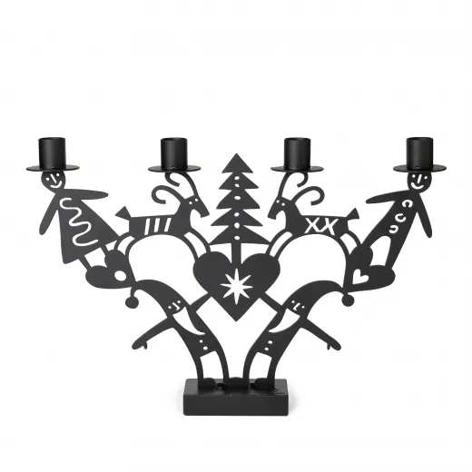 Bengt & Lotta Christmas Time Weihnachtszeit Kerzenständer 4-flammig schwarz h 39,5 cm