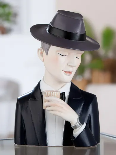 Gilde Figur Mann Gentleman mit Wiskyglas Poly, Dekokopf