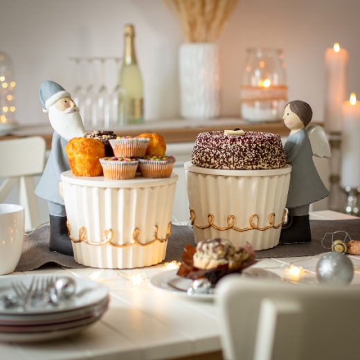 Baden collection Tortenplatte Nikolaus und Engel weiß grau Tischdekoration 30/ø20 cm