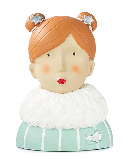 Baden collection Ladykopf Anouk türkis Haardutt H 26 cm Winterjacke silberne Sterne