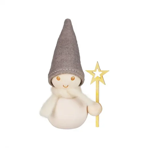 Aarikka Elf Mädchen Sternenträger weiß h 9 cm finnische Weihnachtsfigur Tonttu