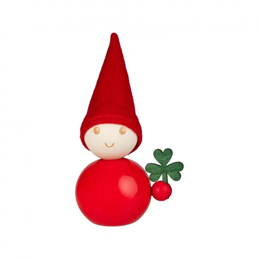 Aarikka Elf Kleeblatt Glücksklee h 11 cm rot Tonttu Glückbringer