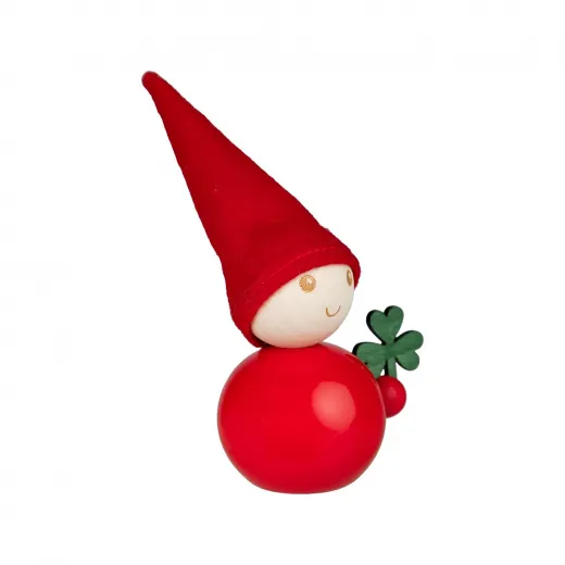 Aarikka Elf rot mit Kleeblatt h 11 cm finnischer Glück-Tonttu, Elf Saint Patrick