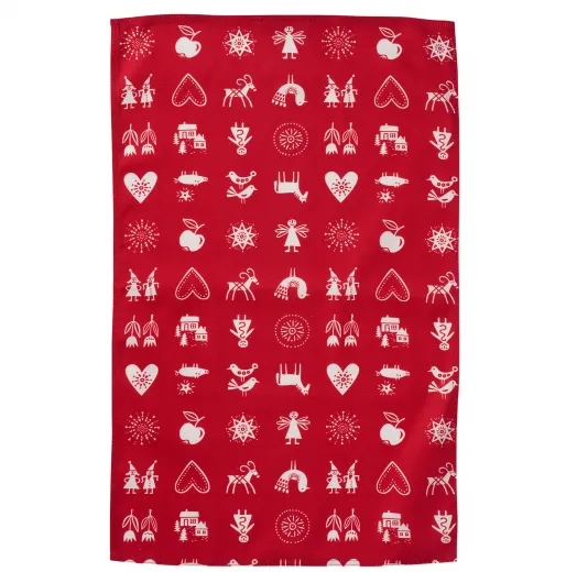 Bengt & Lotta Tischläufer Lotta's Christmas Lottas Weihnachten rot 45x150 cm