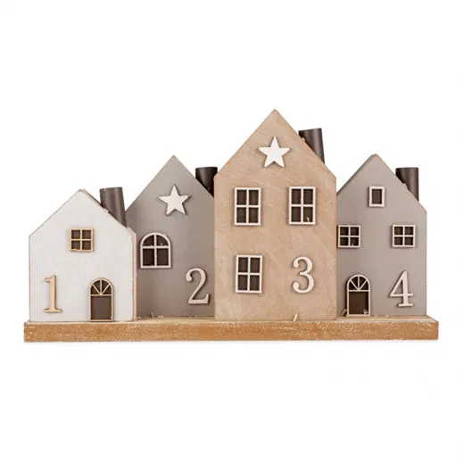 Weihnachtliche Häusergruppe beige für 4 Kerzen Adventsleuchter Weihnachtsdekoration 35x20 cm Weihnachtliche Häusergruppe beige für 4 Kerzen Adventsleuchter Weihnachtsdekoration 35x20 cm