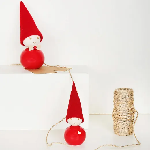 Aarikka Elf Kultasydän Goldherz rot H 9 cm finnischer Tonttu goldenes Herz