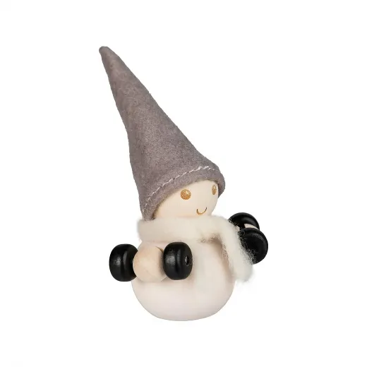 Aarikka Elf Gewichtheber weiß h 9 cm finnische Weihnachtsfigur Tonttu