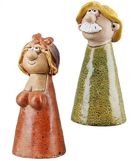 Gilde Zaunfigur Hans & Hilde, Keramik, grün, rot, h 20 cm, Zaunfigur Oma und Opa Gilde Zaunfigur Hans & Hilde, Keramik, grün, rot, h 20 cm, Zaunfigur Oma und Opa