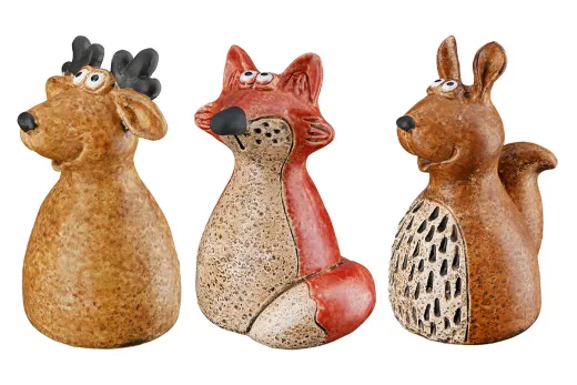 Gilde Zaunfigur Eichhörnchen Fuchs Hirsch Tierwelt orange braun h 17 cm