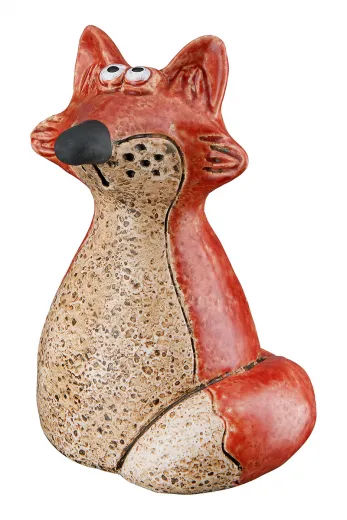 Gilde Zaunfigur Hans & Hilde, Keramik, grün, rot, h 20 cm, Zaunfigur