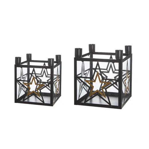 Gilde Adventsleuchter quadratisch Modern Star schwarz H 19 oder 25 cm Gilde Adventsleuchter quadratisch Modern Star schwarz H 19 oder 25 cm