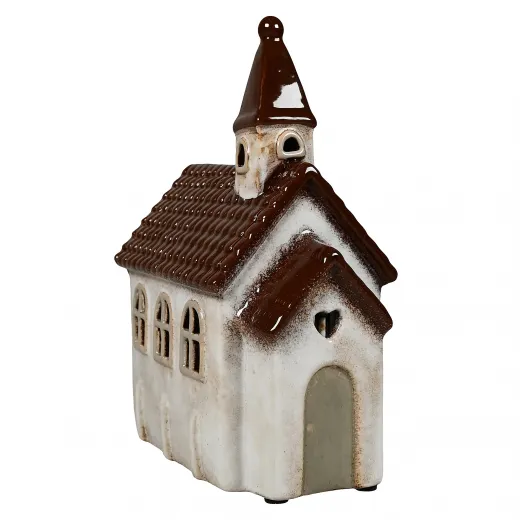 Det Gamle Apotek dänische Kirche für Teelicht weiß braun H 20 cm Det Gamle Apotek dänische Kirche für Teelicht weiß braun H 20 cm