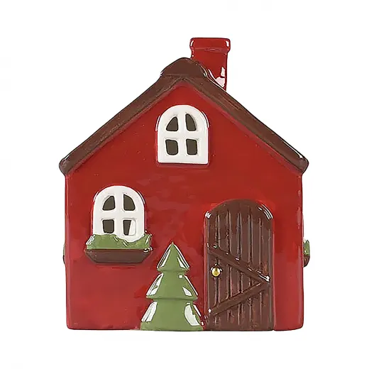 Det Gamle Apotek Keramik Haus Christmas Joy Teelichthaus rot h 12 cm