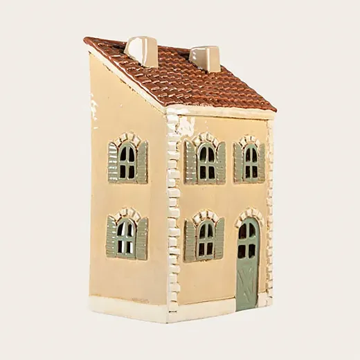 Det Gamle Apotek gelbes Haus für Teelicht Keramik H 24cm