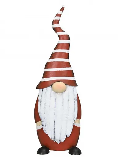 Großer Eisen Wichtel rot weiß gestreifte Mütze H 49,5 cm Weihnachten