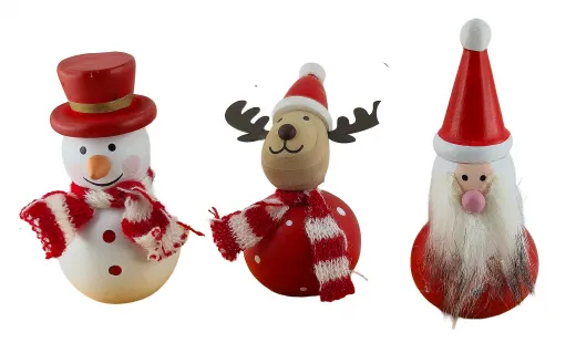 Weihnachtsfiguren Schneemann Elch Nikolaus rot weiß H 8-10 cm 3er-Set
