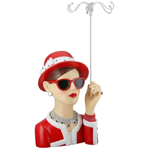 Gilde Figur Schmuckständer Frau, Lady Chloe gepunktet rot h 39,5 cm