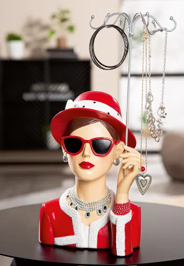 Gilde Figur Schmuckständer Frau, Lady Chloe gepunktet rot h 39,5 cm