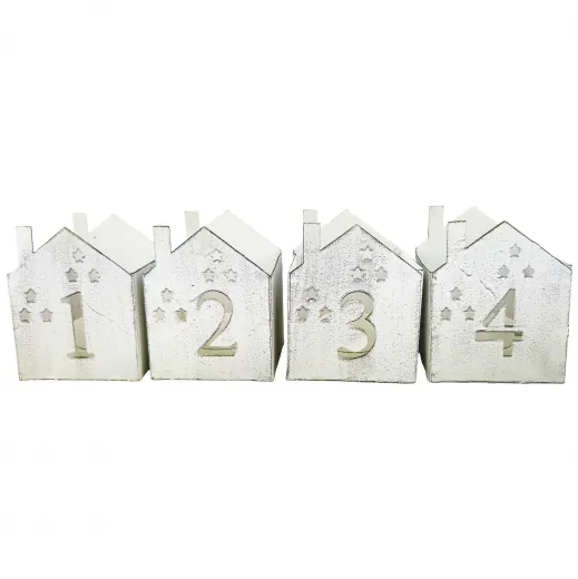 Advent Eisen Teelichthalter Haus mit Zahlen 1-4 weiß, 4er Set 8x8xH 10 cm Advent Eisen Teelichthalter Haus mit Zahlen 1-4 weiß, 4er Set 8x8xH 10 cm