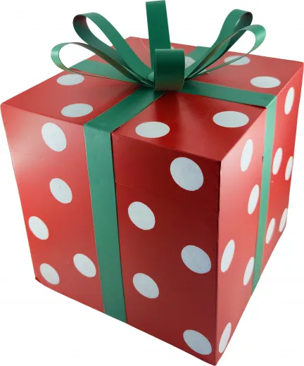 Großes Metall Geschenk mit Schleife rot weiß grün H 25 cm