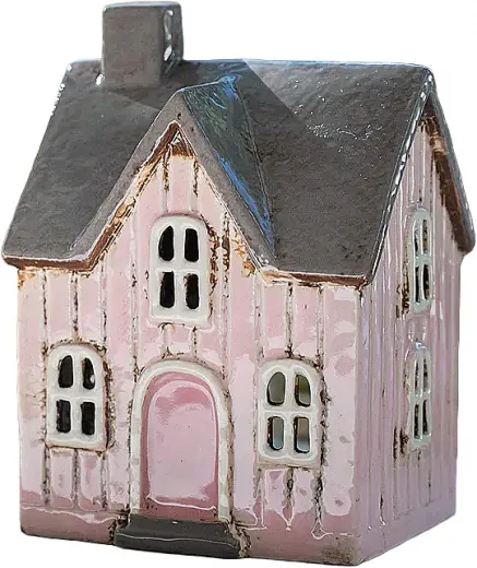 Det Gamle Apotek Keramikhaus für ein Teelicht helles rosa H 14 cm