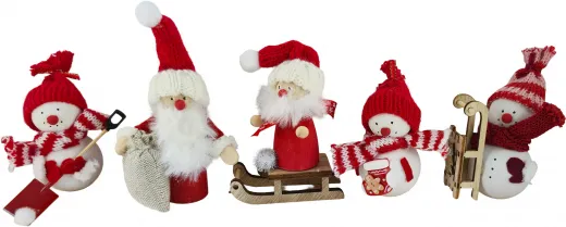 Steckfiguren Sebastian Holzkränze Schneemänner Weihnachtsmänner